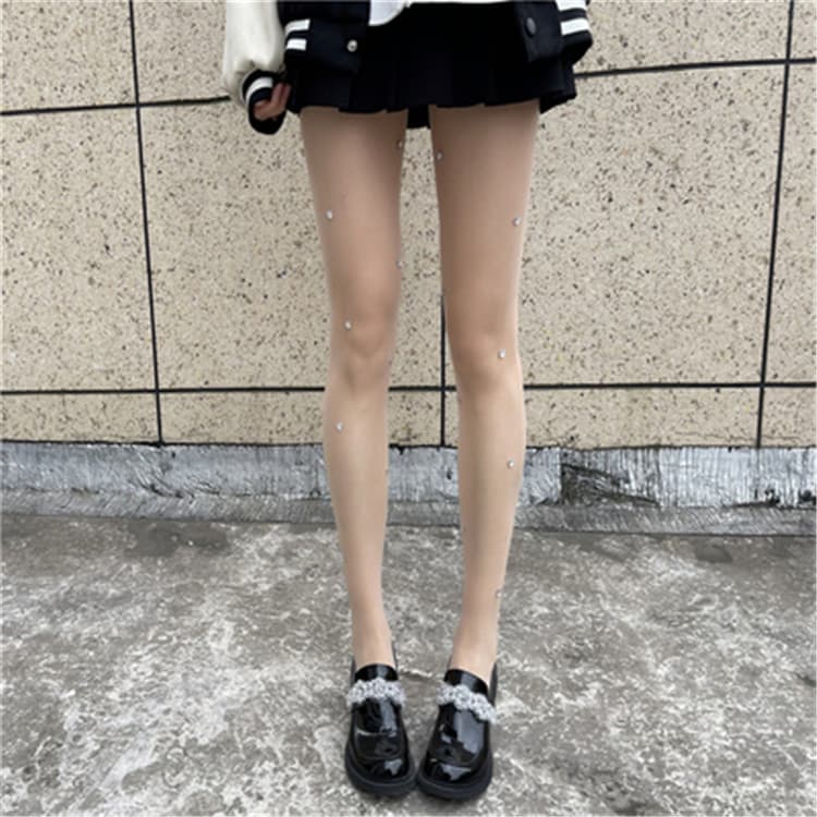 網タイツ ハート柄 ダイヤモンド付き 可愛い系 女性用