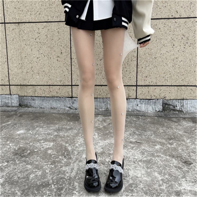 網タイツ ハート柄 ダイヤモンド付き 可愛い系 女性用