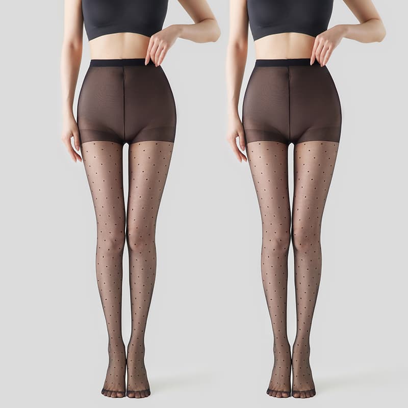 タイツ 10デニール 水玉柄シアータイツ